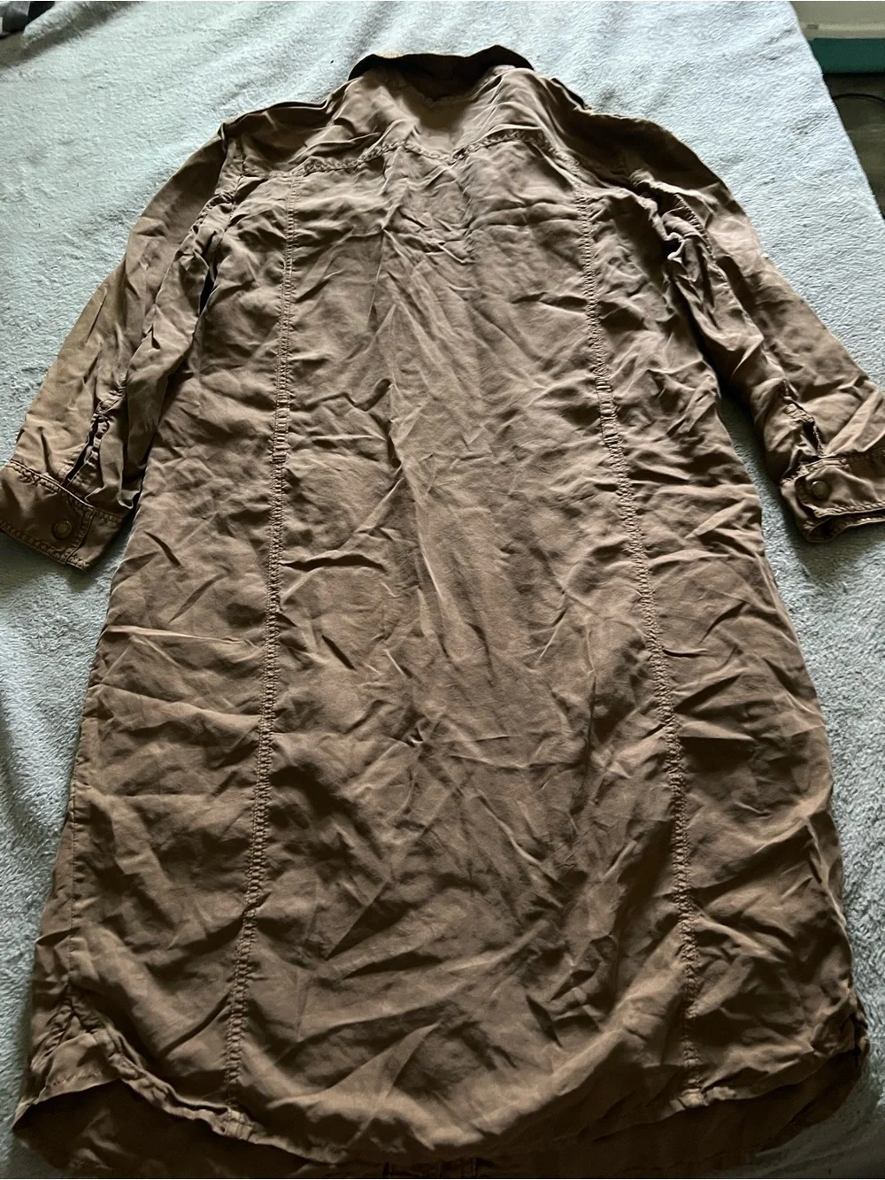 Burberry Brown Button-Front Long Sleeve Silk Dress